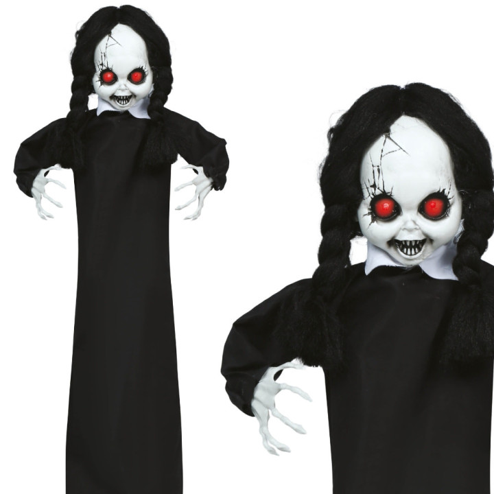 Poupée terrifiante 95 cm animée - Décoration Halloween sonore