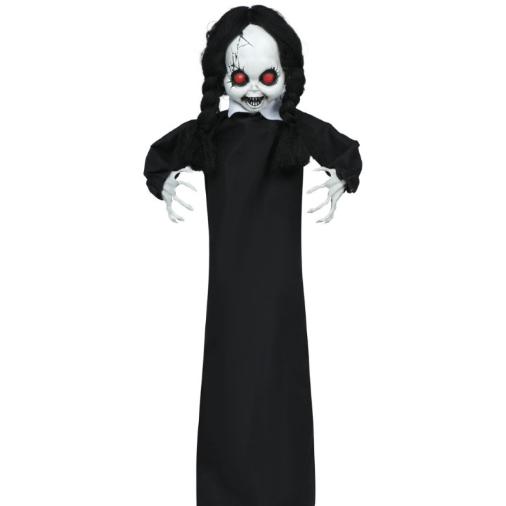 Poupée terrifiante 95 cm animée - Décoration Halloween sonore