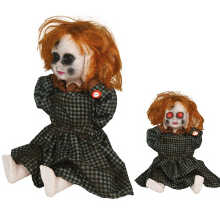 Poupée porcelaine tête arrachée 40 cm animée - Décoration Halloween