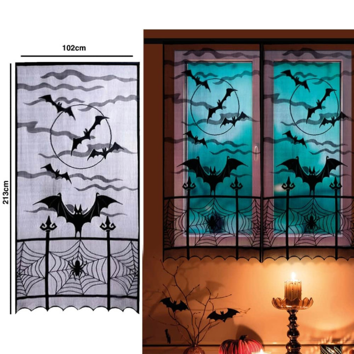 Rideau de fenêtre sorcière 102 x 213 cm - Décoration Halloween