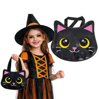 Sac à bonbons chat noir métallisé 29 x 31 cm - Accessoire Halloween