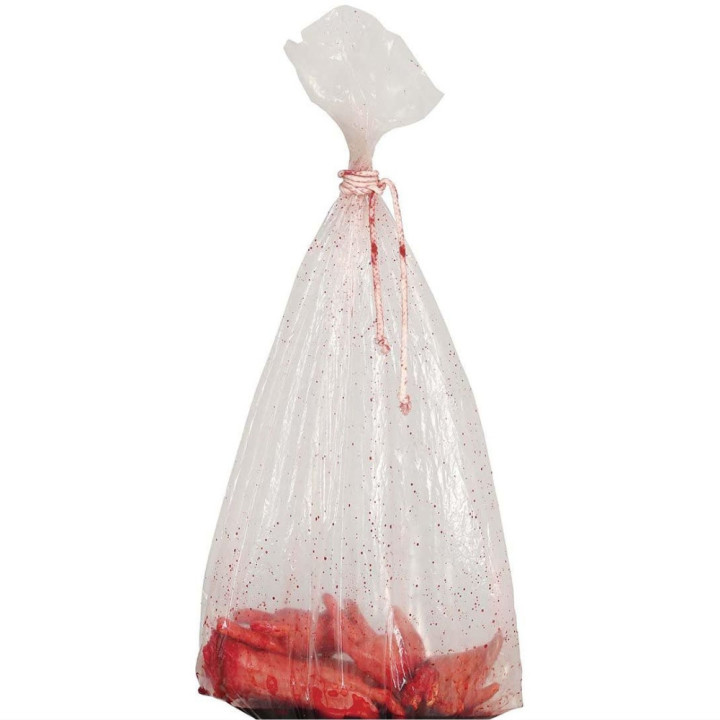 Sachet ensanglanté avec corde - Décoration Halloween gore