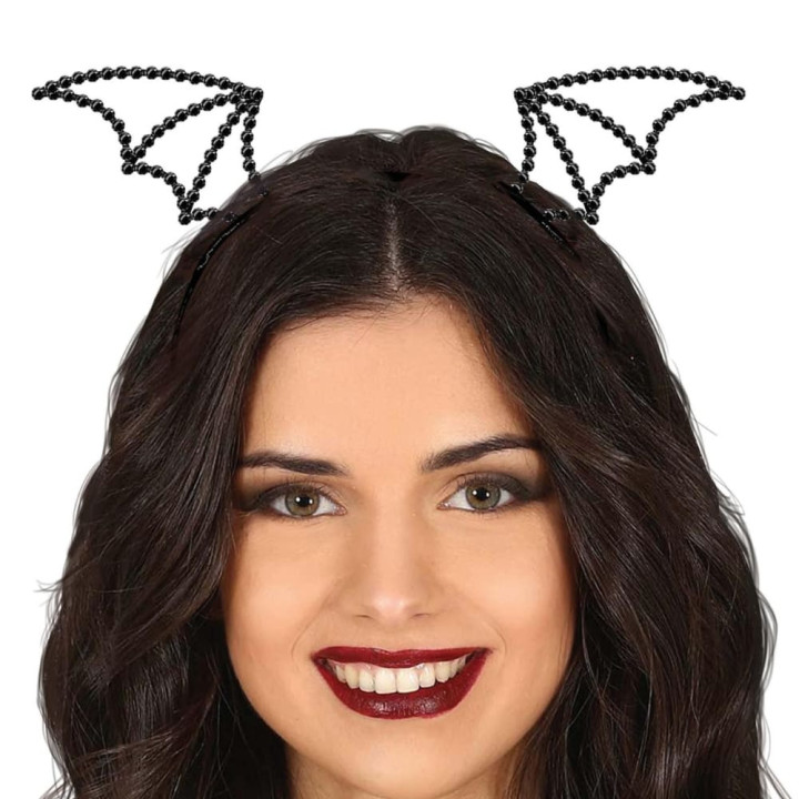Serre-tête chauve-souris strass noirs - Accessoire déguisement Halloween