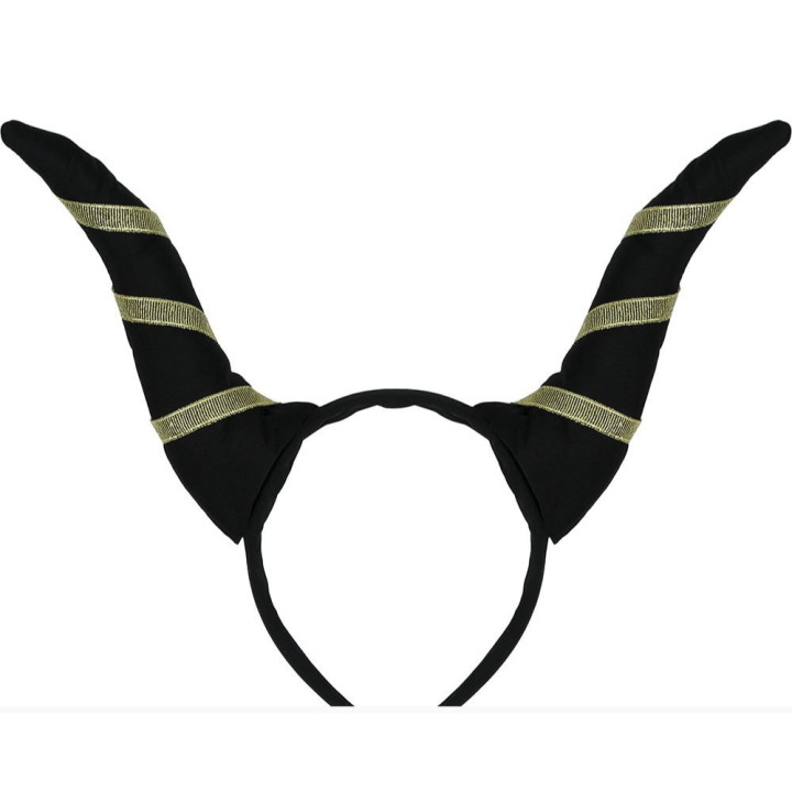 Serre-tête maléfique noir et or - Accessoire déguisement Halloween