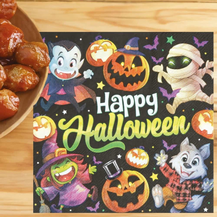 Serviettes petits monstres x20 - Vaisselle Halloween enfant