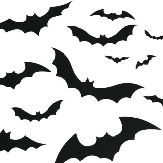 Silhouettes PVC noires chauve-souris x12 - Décoration Halloween