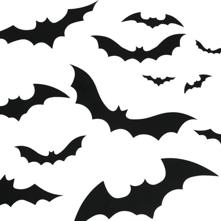 Silhouettes PVC noires chauve-souris x12 - Décoration Halloween