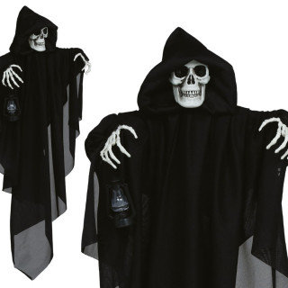 Squelette capuche noire 58 cm à suspendre - Décoration Halloween