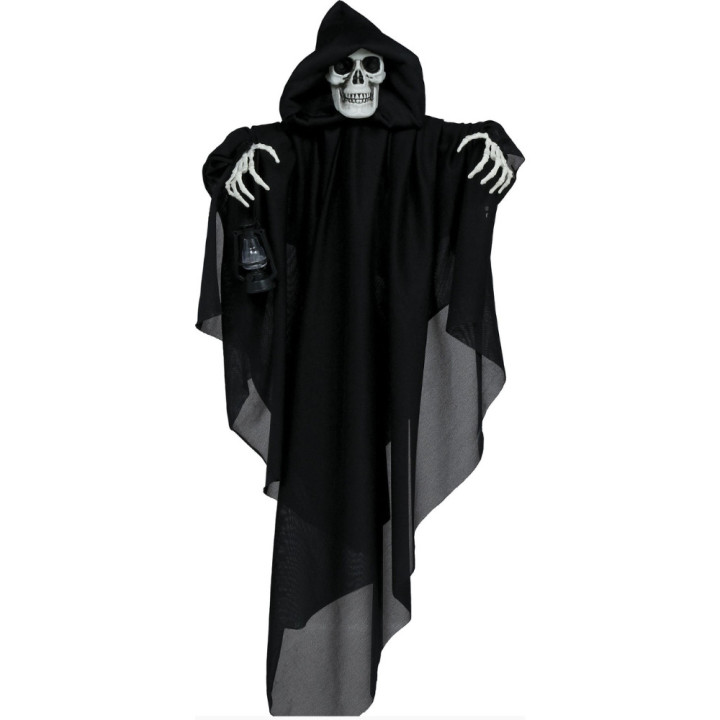 Squelette capuche noire 58 cm à suspendre - Décoration Halloween