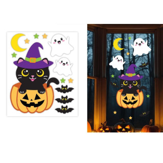 Sticker gel chat 40 x 50 cm - Décoration Halloween