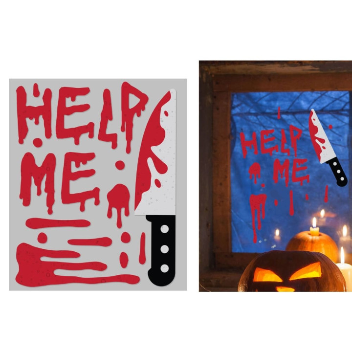Sticker gel Help Me 40 x 50 cm - Décoration Halloween