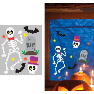 Sticker gel squelette 20 x 25 cm - Décoration Halloween