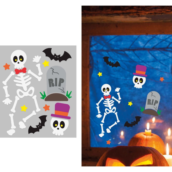 Sticker gel squelette 20 x 25 cm - Décoration Halloween
