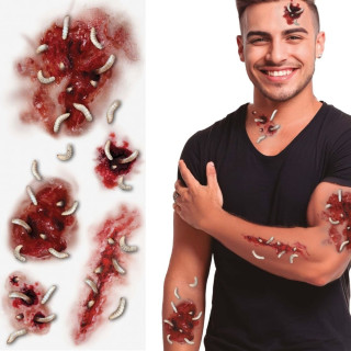 Tatouages asticots - Accessoire déguisement Halloween