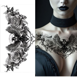 Tatouage corbeau - Accessoire déguisement Halloween