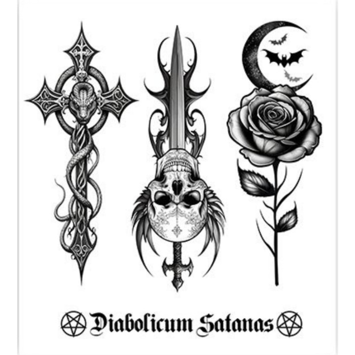 Tatouages gothiques - Accessoire déguisement Halloween