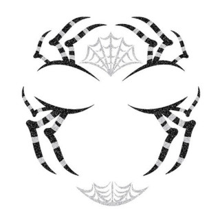 Tatouage visage araignée argenté et noir - Accessoire maquillage Halloween