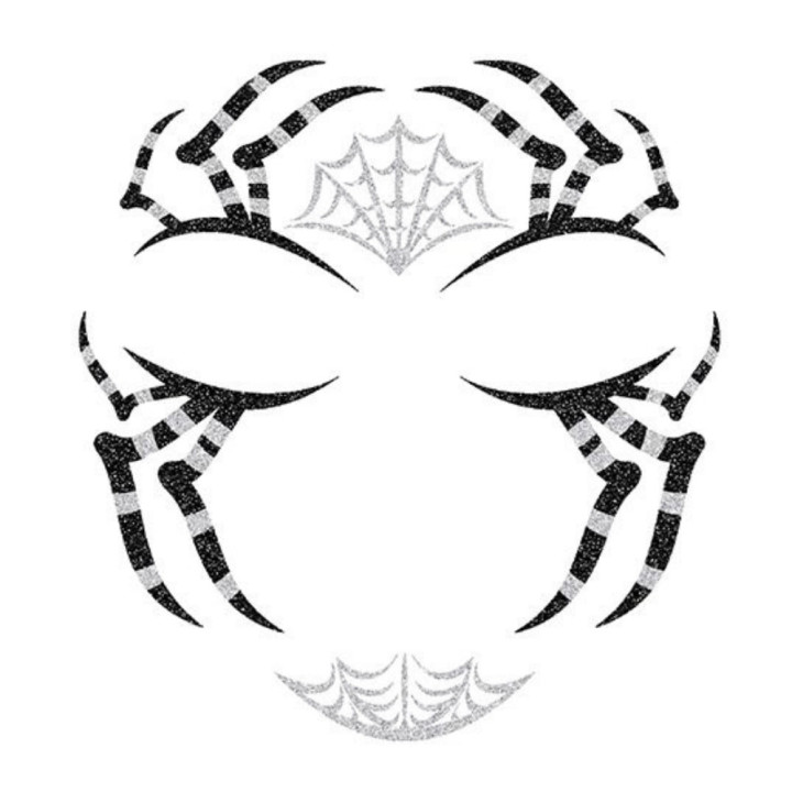 Tatouage visage araignée argenté et noir - Accessoire maquillage Halloween