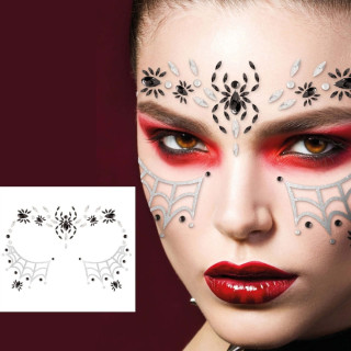 Strass visage autocollant araignée - Accessoire maquillage Halloween