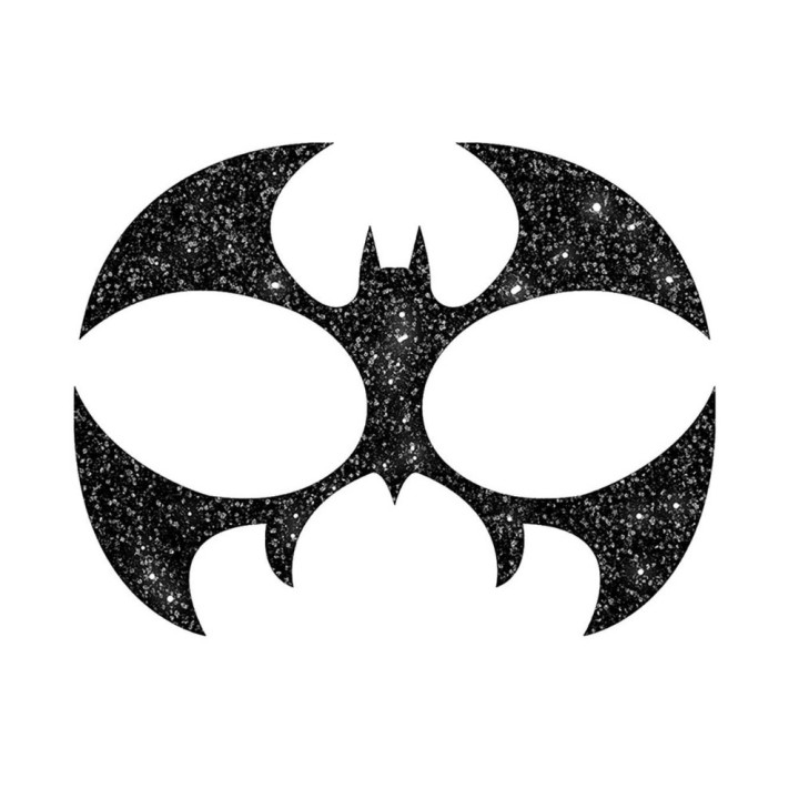 Tatouage visage bat girl noir pailleté - Accessoire maquillage Halloween