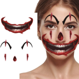 Tatouage visage clown effrayant - Accessoire maquillage Halloween