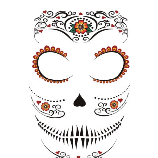 Tatouage visage jour des morts - Accessoire maquillage Halloween