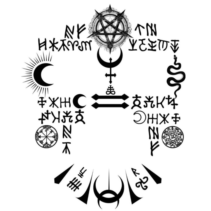 Tatouages satanique noirs - Accessoire déguisement Halloween