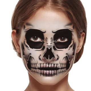 Tatouage visage squelette - Accessoire maquillage Halloween