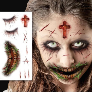Tatouage visage zombie - Accessoire maquillage Halloween