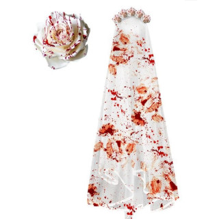 Voile de mariée ensanglanté 80 cm - Accessoire déguisement Halloween
