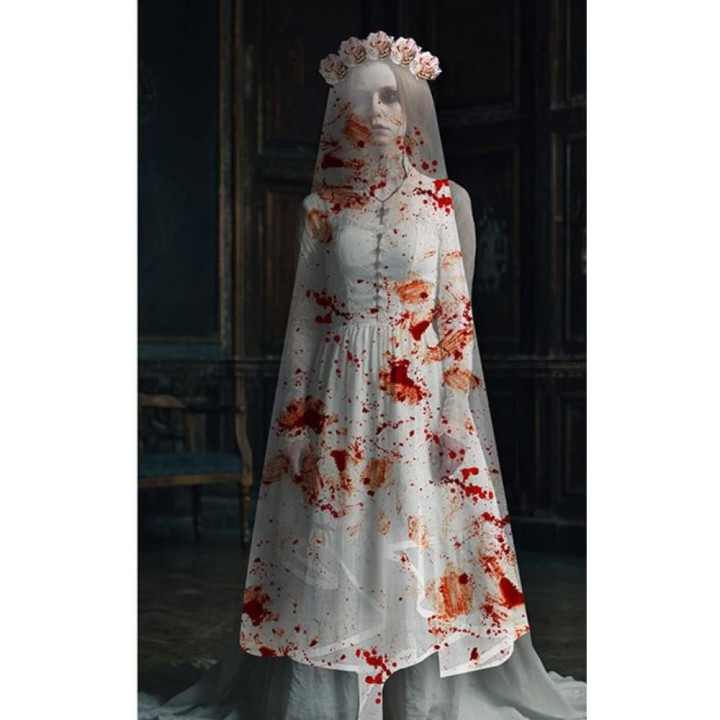 Voile de mariée ensanglanté 80 cm - Accessoire déguisement Halloween
