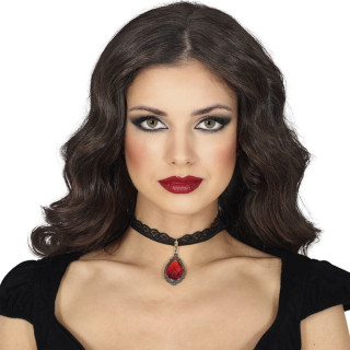 Collier ras de cou gothique noir et diamant - Accessoire déguisement Halloween