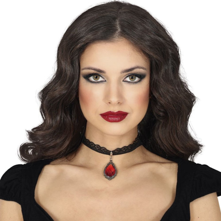Collier ras de cou gothique noir et diamant - Accessoire déguisement Halloween