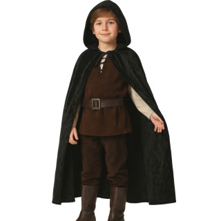 Cape enfant velours avec capuche 1 m - Accessoire déguisement Halloween