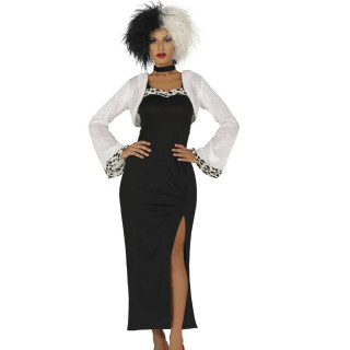 Costume Cruella d'Enfer avec veste femme - Déguisement Halloween