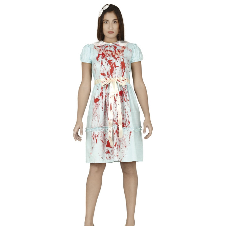 Costume poupée bleue ensanglantée femme - Déguisement Halloween