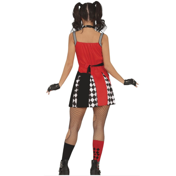Robe arlequin rouge et noir femme - Déguisement Halloween