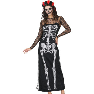 Robe dentelle squelette jour des morts femme - Déguisement Halloween