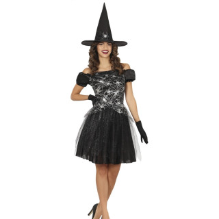 Costume sorcière noire araignée femme - Déguisement Halloween