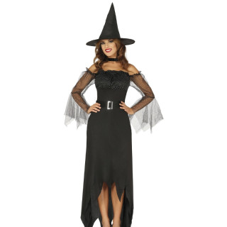 Costume sorcière noire bustier femme - Déguisement Halloween