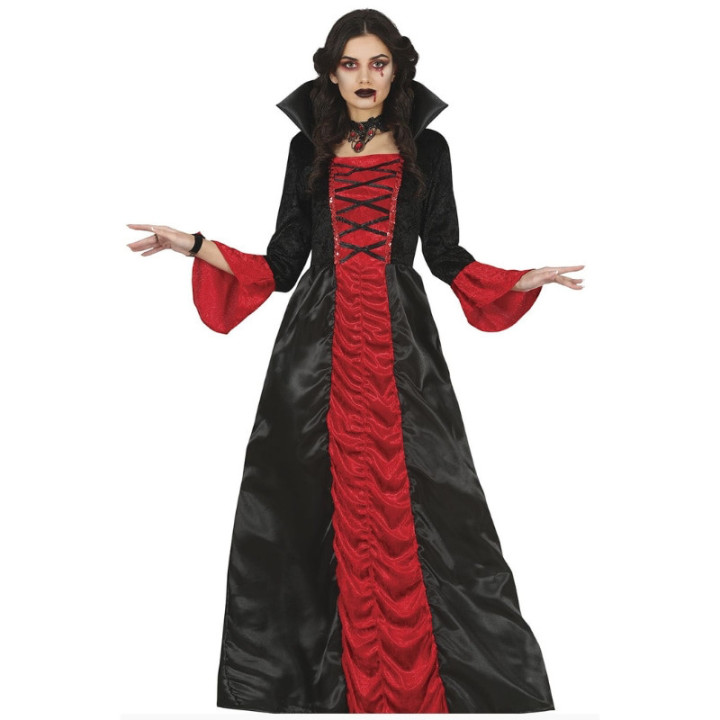 Costume vampiresse robe longue plissée femme - Déguisement Halloween