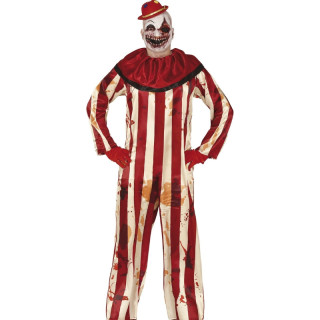 Costume clown rayé rouge et beige homme - Déguisement Halloween