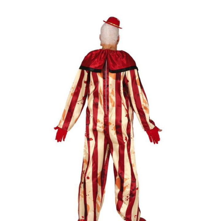 Costume clown rayé rouge et beige homme - Déguisement Halloween