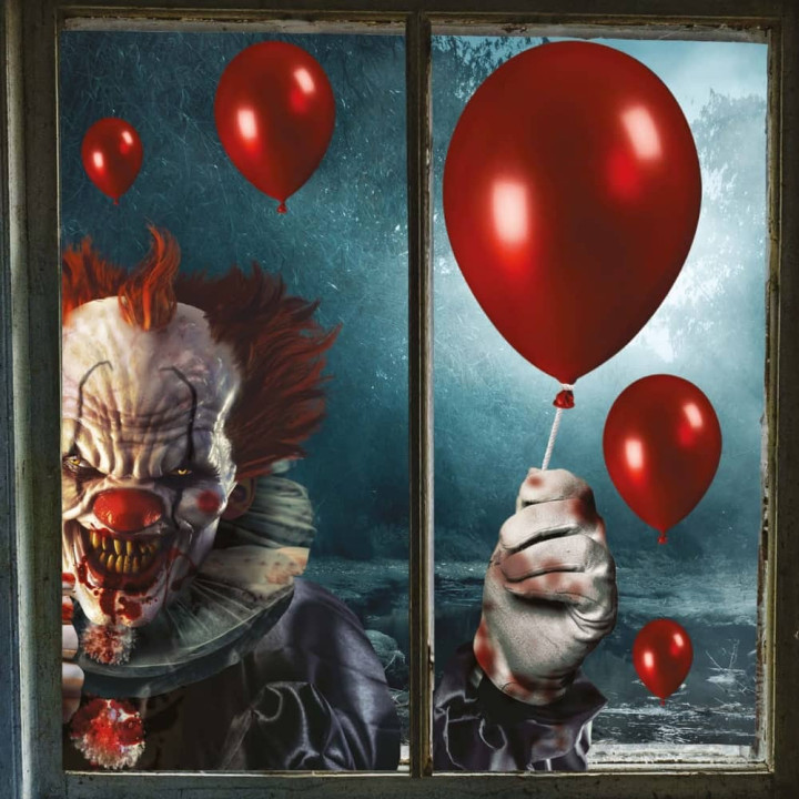 Autocollant fenêtre clown Ça - Décoration fenêtre Halloween