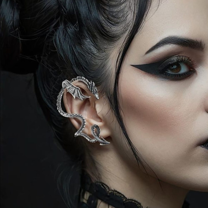 Boucle d'oreille dragon métal - Accessoire déguisement Halloween