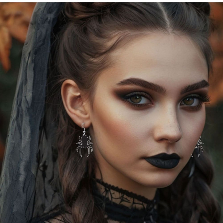 Boucles d'oreilles araignée noire - Accessoire déguisement Halloween