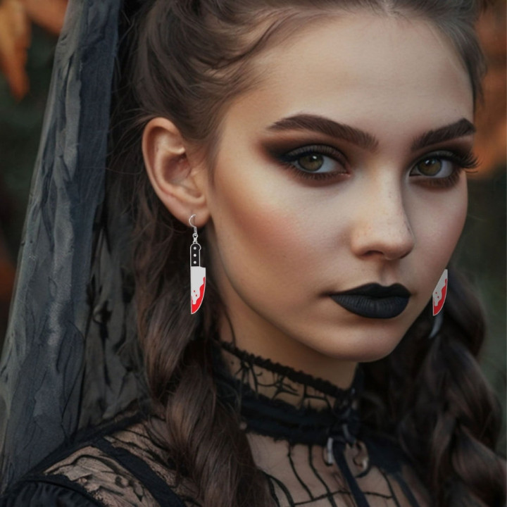 Boucles d'oreilles couteau ensanglanté - Accessoire déguisement Halloween