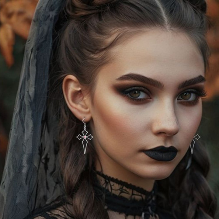 Boucles d'oreilles croix gothique - Accessoire déguisement Halloween