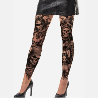 Collant effet tatouage mort - Accessoire déguisement Halloween