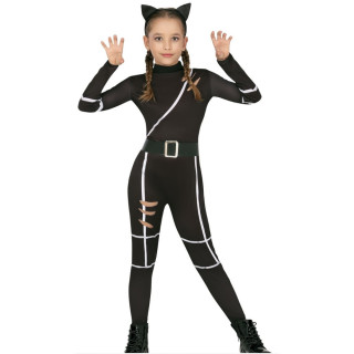 Costume combinaison chat noir enfant fille - Déguisement Halloween